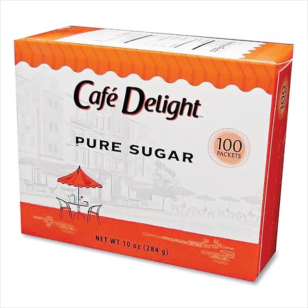 Cafe Delight Pure Sugar Packets, 0.10 oz Packet, 100PK DMN90554